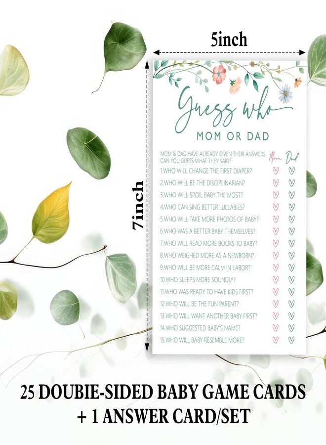 ISOVF 25 Spring Floral Baby Shower Games with 1 Answer Card (5"x7") - 2 Games Double-Sided - Oh Baby True or False & Guess Who Mom or Dad - Spring Theme Gender Neutral Party and Supplies (J09) - Image 4